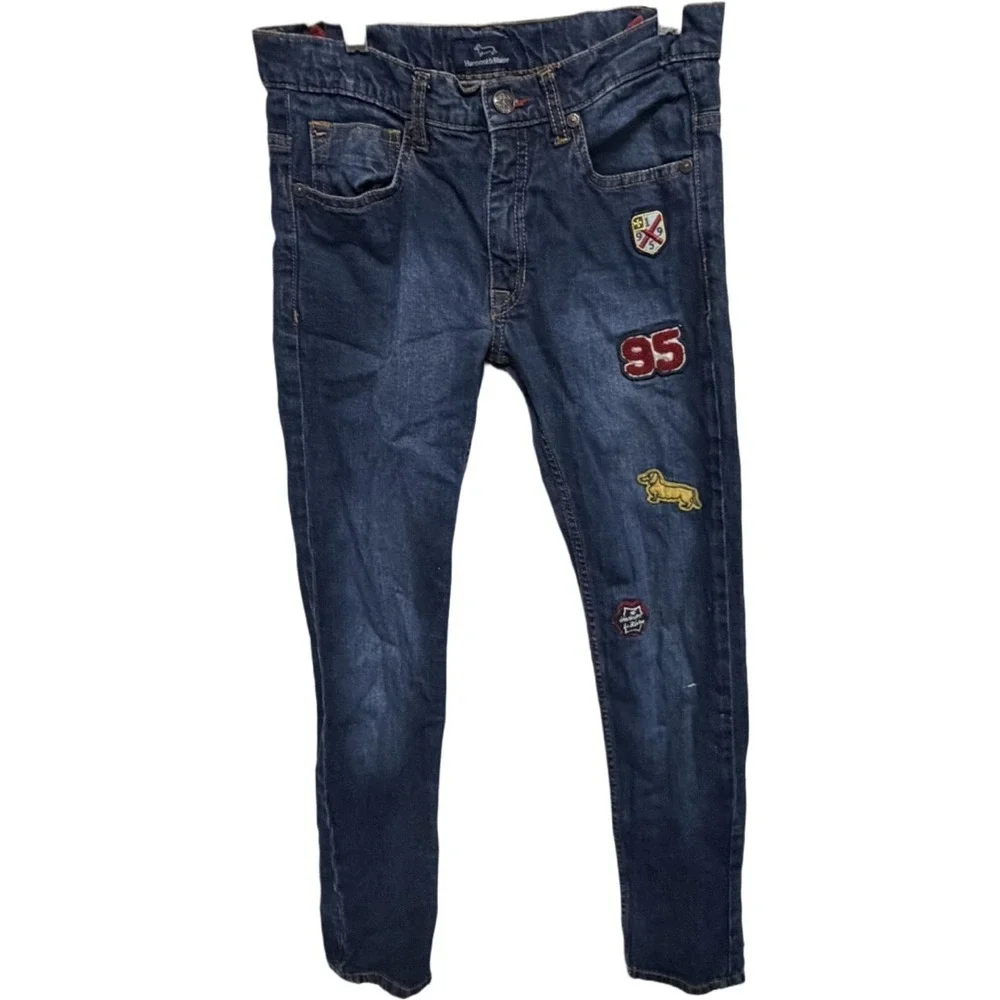 Harmont & Blaine Boys Patch Dog Logo Slim Straight Leg Jeans Size 14 Tween